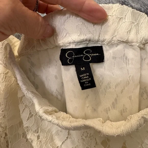 Jessica Simpson Cream Off Shoulder Lace Blouse. Boho Beachy Whimsical Fairy Core - Picture 4 of 8